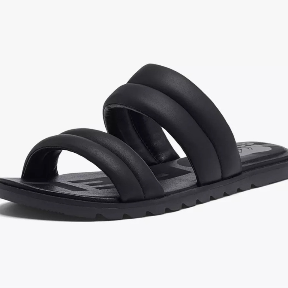 Sorel Slide Women's Ella II Puff Sandals Black Size 10 Slip On Flats Comfort
